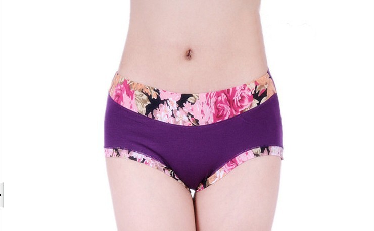 Hot Selling Bamboo Fiber Print Middle Waist Ladies' Underwear  10pcs/lot Free shipping