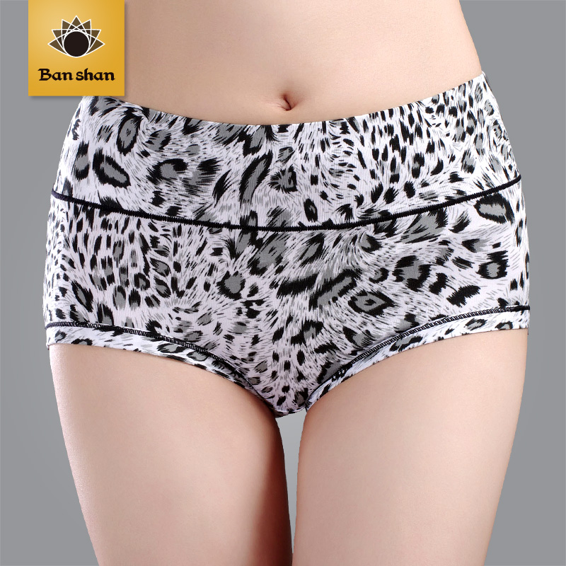 Hot-selling bamboo fibre collagen high waist thermal leopard print sexy women panties