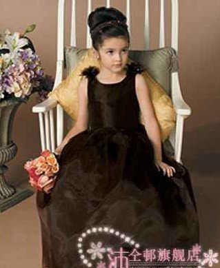 hot selling!black Lovely shoulder  floor lenght wedding girl dress  kid perform wear  -y-031