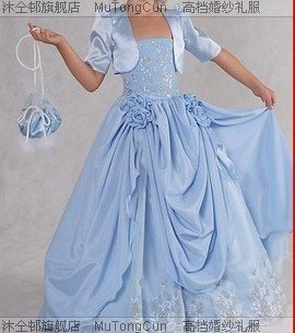 ,  hot selling! blue Lovely spaghetti  floor lenght wedding girl dress  kid perform/ party  wear  -y-022