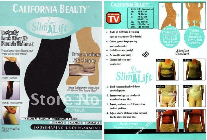 Hot selling!California Beauty Slim Lift/Slim N Lift/Slim Pants Body Shaper Beige and black High Quality Free Shipping Wholesale