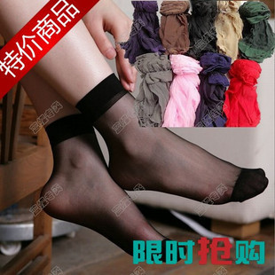 Hot-selling candy color crystal socks short socks ultra-thin transparent short stockings right, socks women's stockings