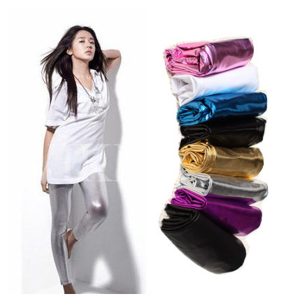 hot-selling candy color patent leather silver multicolour leather legging pants