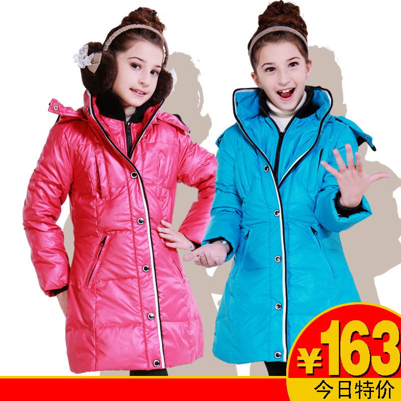 Hot-selling child down coat female child long design thick down coat