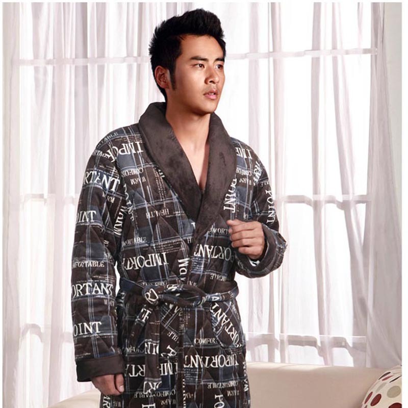 Hot-selling coral fleece cotton-padded sleepwear male cotton-padded jacket thickening robe letter lounge