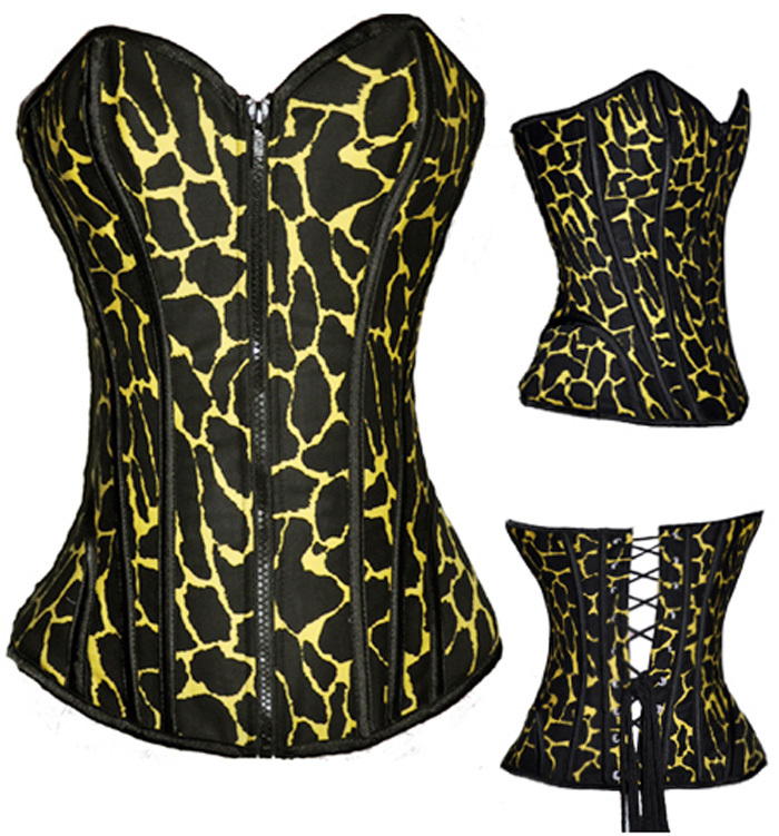 Hot selling Corset(overbust)  Sexy Lingerie steel bone  yellow  wholesale retail  0842