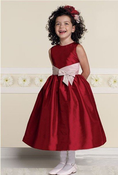 hot selling! dark red Lovely shoulder  ankel lenght wedding girl dress  kid perform wear  -y-024