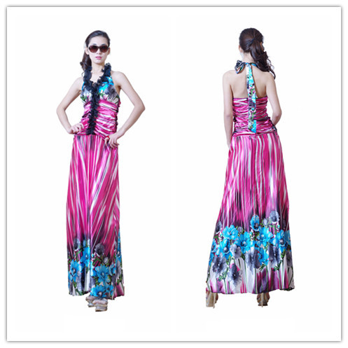 Hot Selling Design Women Bohemia Chiffon Dress Long Style Asymmetrical Summer Dresses