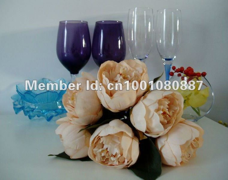 hot selling fancy 6pcs/bunch elegent peony bouquets good quality in cream/pale pink