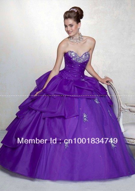 Hot Selling Fashion Ball Gown Sweetheart Floor length Taffeta Sequin Quinceanera Dresses custom-made