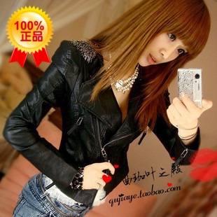 Hot-selling fashion epaulette leather clothing PU outerwear jacket short design slim women's leather clothing