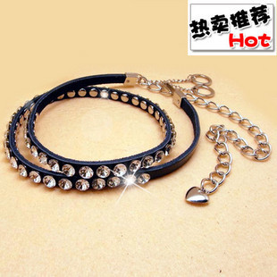 Hot-selling fashion women's genuine leather all-match diamond genuine leather thin belt strap