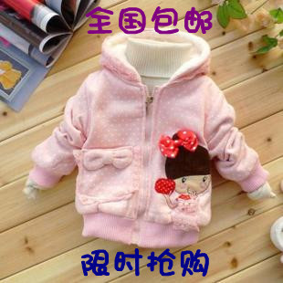 Hot-selling female child autumn and winter 2012 baby 100% cotton thickening outerwear baby berber fleece wadded jacket