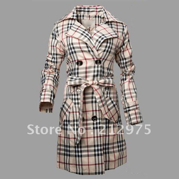 Hot Selling! Free Shipping 2012 Winter Long Sleeve Plaid Lady's Coat Slim-fit