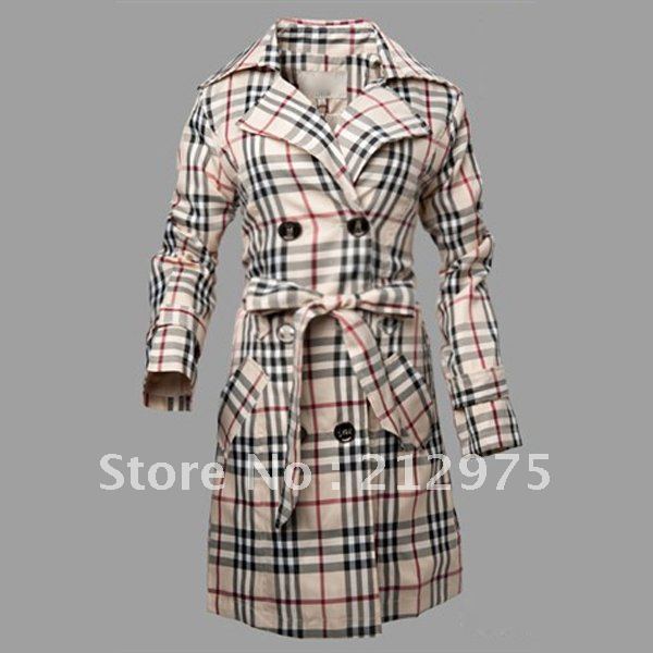 Hot Selling! Free Shipping 2012 Winter Long Sleeve Plaid Lady's Coat Slim-fit