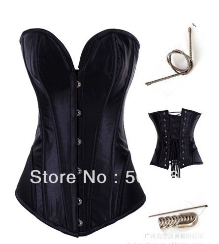 Hot Selling Free Shipping Good Quality Steel Boned Black/WHITE/PURPLE/RED Sex Bustier/Lingerie/Sexy Corset +G String./Size S-XL