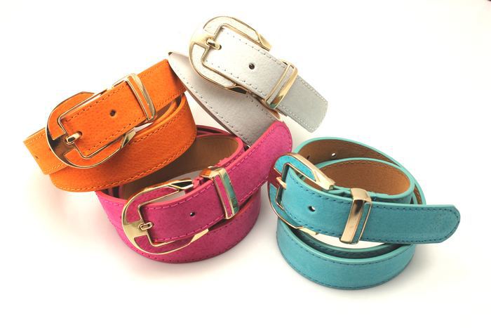 Hot selling Free shipping Ladies' pigskin leather belt ten color belt with candy color