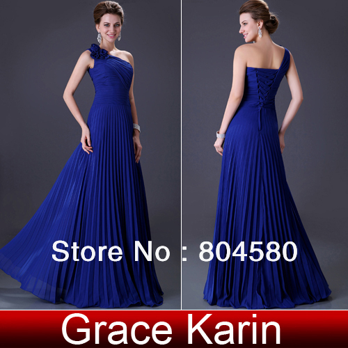 Hot Selling! Freeshipping Grack Karin 1pcs/lot Stock One Shoulder Pleated Party Gown Prom Ball Long Evening Dress 8 Size CL3467