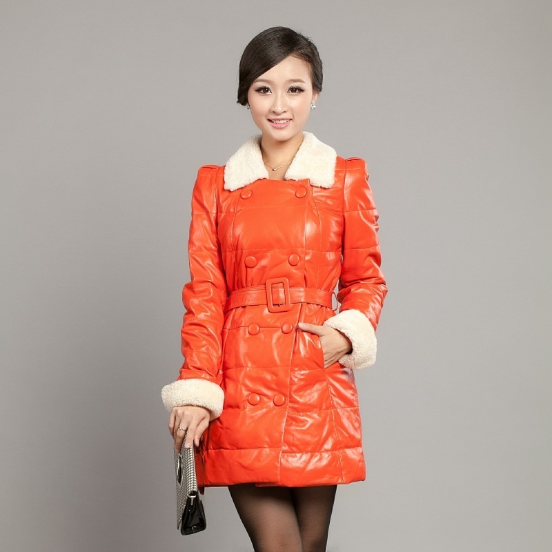 Hot-selling genuine leather down coat female medium-long berber fleece sheepskin outerwear slim