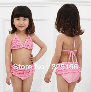 Hot selling girls two pieces swimsuit kids flower bikini swimwear children clothing wholesale  3pcs/set free shipping