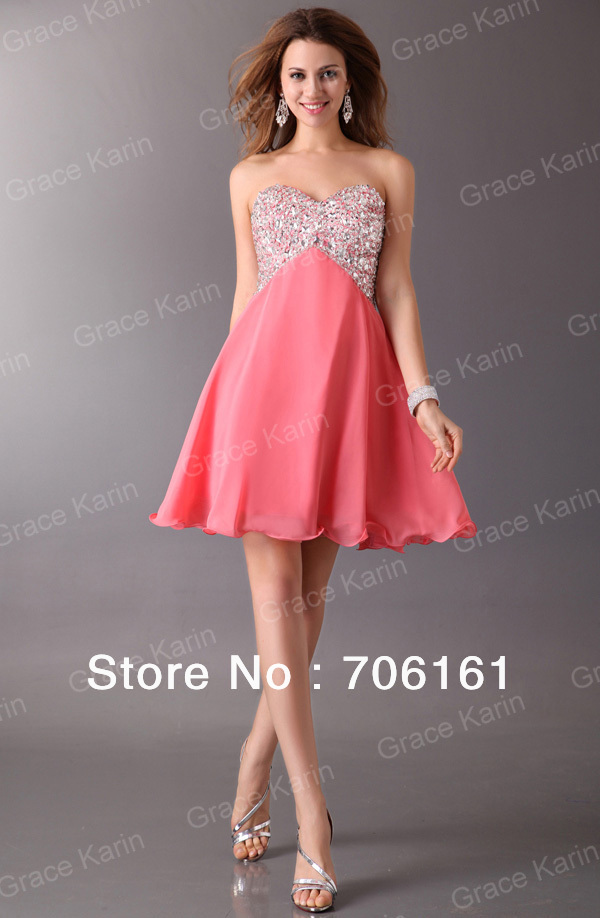 Hot Selling !  GK Fashion Chiffon Women Ladies Sequins Formal Prom Wedding Bridesmaids Cute Party Dresses CL3140