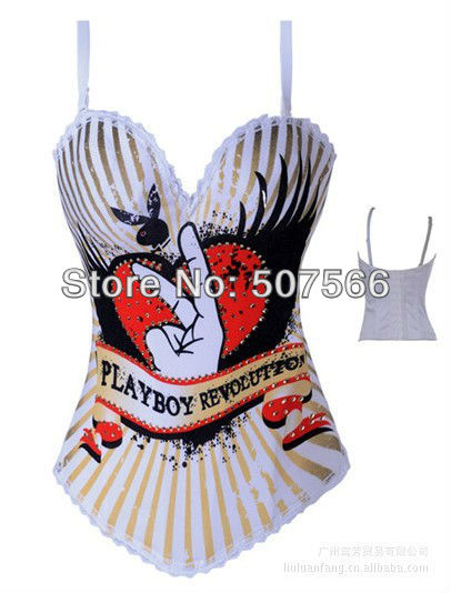 Hot Selling Good Quality Free Shipping  Elasticity Cotton Rhinestone White Sex Lingerie/Bustier/Sexy Corset +G String./Size S-XL
