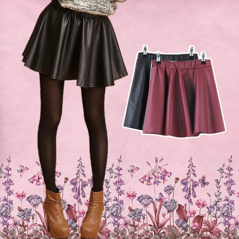 Hot-selling hot-selling sweet elegant vintage big skirt brief all-match faux leather bust skirt short skirt