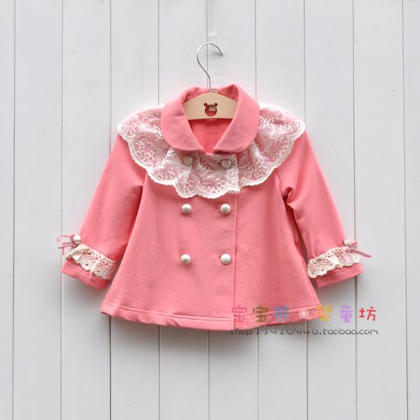 Hot-selling idea spring female child baby infant double breasted fashion trench outerwear