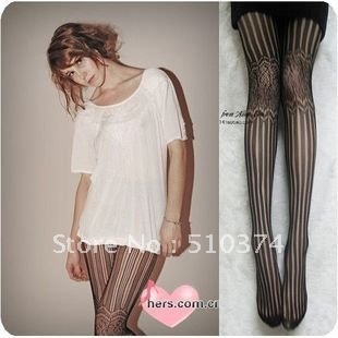 Hot Selling Lace Vertical stripes Pantyhose Women Sexy Tights Stretch Mesh 1PC/LOT Retail & wholesale