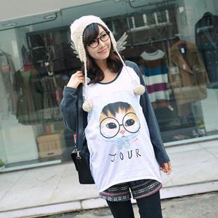 Hot-selling maternity clothing cat maternity t-shirt maternity shirt batwing top spring maternity