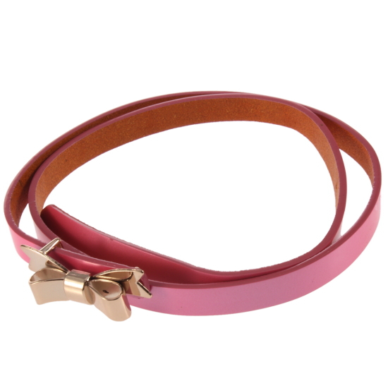 Hot selling New arrival Fashion Lady Bowknot Candy color PU leather Buckle Waistband Skinny Thin Belt