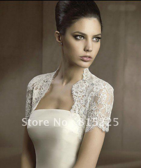 Hot Selling New Bridal Wraps Wedding Accessories  High Collar  Short Sleeves  White Color  Applique  Custom Made