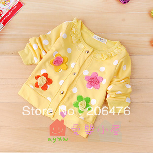 hot Selling ,New cute sweet flower girls long-sleeved coat contracted girl's cardigan coat, Free shipping,(4pcs/lot)