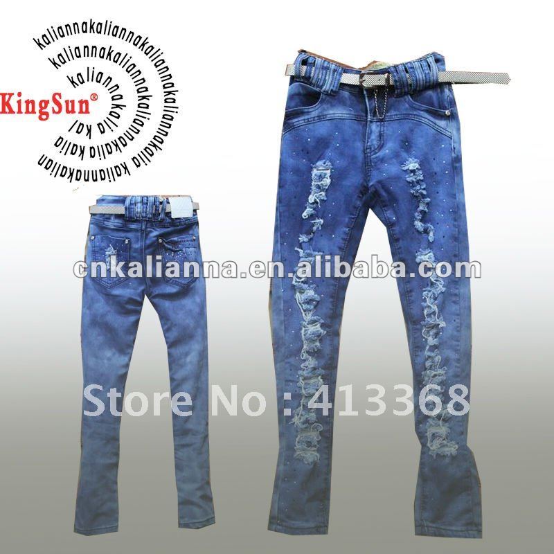 Hot selling new design child jean girls jeans ky-33#