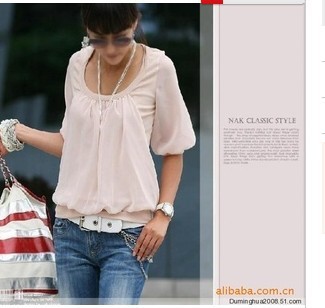 Hot-selling New Ladies'  working shirt OL blouses,short sleeves chiffon shirt Lowest price,Blouse&Top 605