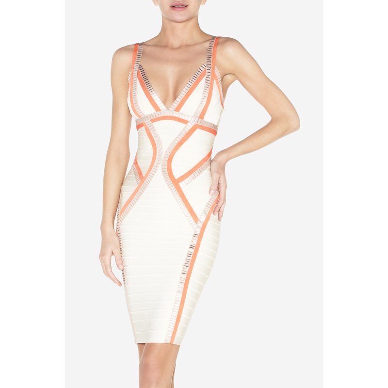 Hot Selling Rayon knitted Elastic Bandage Dress HL099 Strap  V neck Evening Dress
