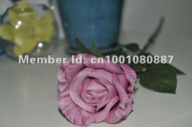 hot selling real touch new style rose single stem 4pcs/lot high quality in China in cream/pink/purple/fuchsia/champagne