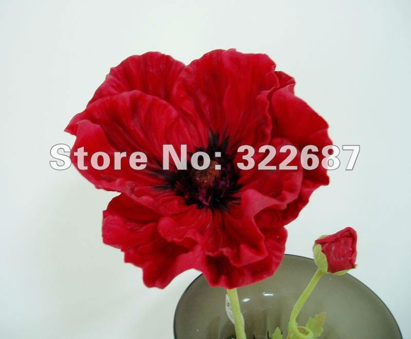 hot selling real touch Poppy 1flower 1bud high-end quality in red/purple/pale purple