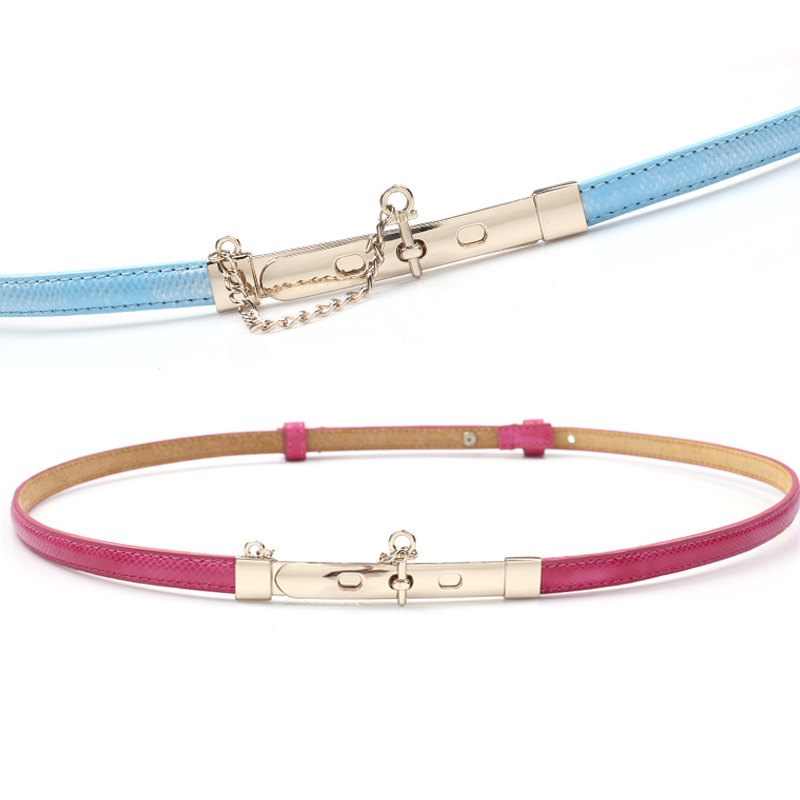 Hot-selling serpentine pattern women's thin belt genuine leather strap decoration belt female fashion all-match