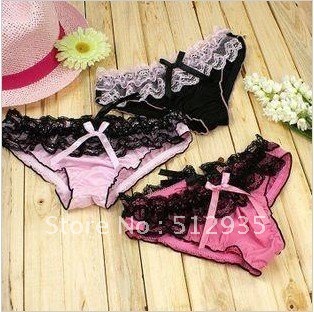 Hot selling Sexy Lace Lady's Briefs ,soft  bow  underwear,Free shipping lovely  panties ,
