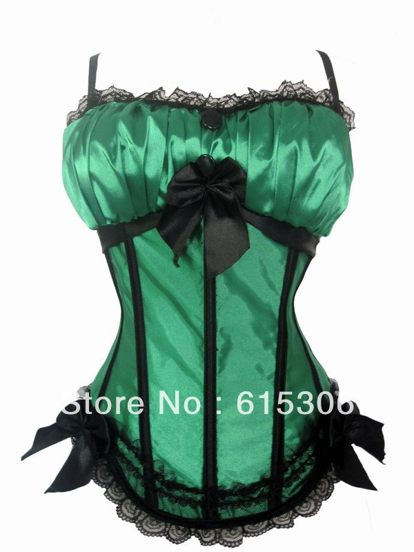 Hot selling Sexy Lingerie green Corset ( bustier+G-string) wholesale and retail