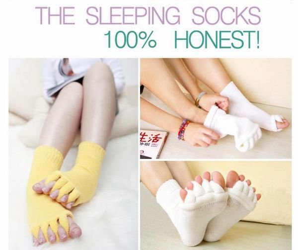 Hot Selling Sleeping Socks Massage Five Toe Socks Foot Alignment Treatment Socks 100% Honest White 50pair