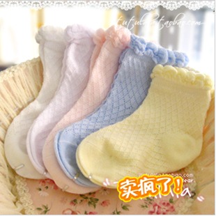 Hot-selling spring and summer 100% cotton thin socks cutout children socks plain laciness kid's socks mesh breathable socks