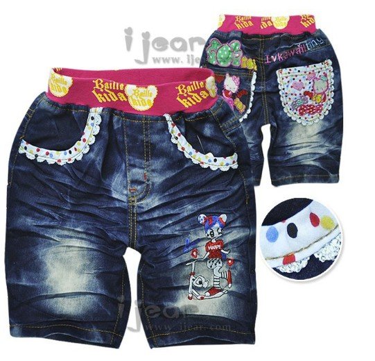 Hot selling! Spring/Autumn 5pcs/lot , kids wear,Cartoon children's Jeans,girls/boys jeans,Cartoon Kttly  denim shorts116-2