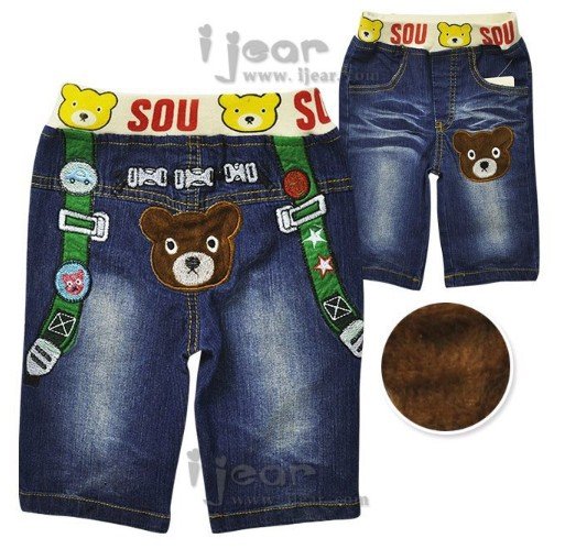 Hot selling! Spring/Autumn 5pcs/lot , kids wear,Cartoon children's Jeans,girls/boys jeans,Little Bear denim shorts 116-1