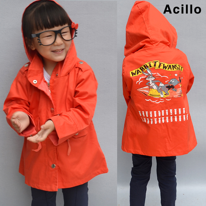 Hot-selling spring female child cartoon rabbit trench outerwear 47