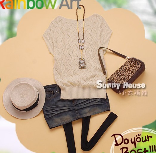 Hot-selling summer 2012 fashion all-match sleeveless cutout shirt loose sweater outerwear women's