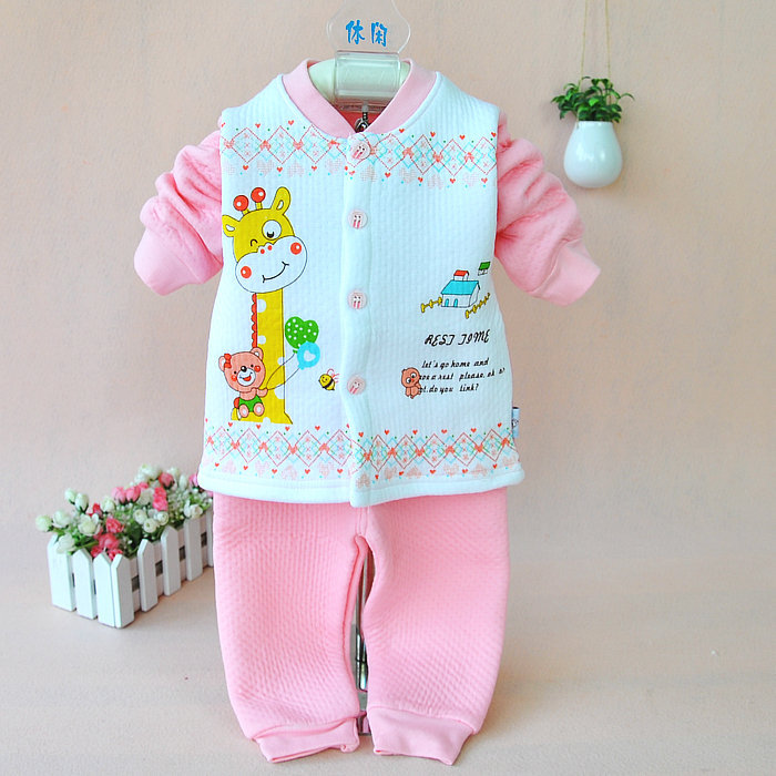 Hot-selling thermal open front male thermal underwear set 100% cotton child baby 100% cotton set of underwear and underpants