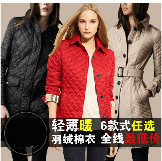 Hot-selling ! top fashion women's plaid thin down wadded jacket cotton-padded jacket