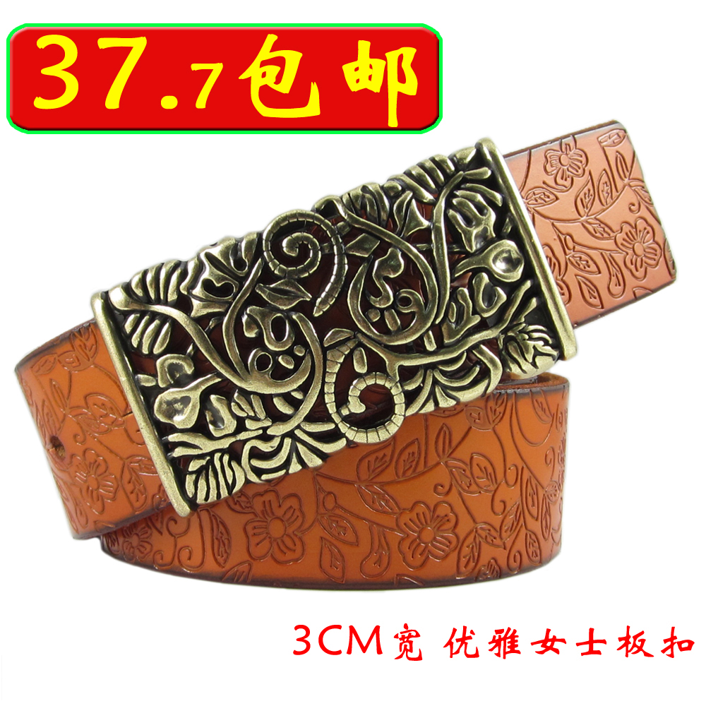 Hot-selling vintage plate buckle cowhide women's strap Women casual fashion all-match genuine leather female belt (BL006)